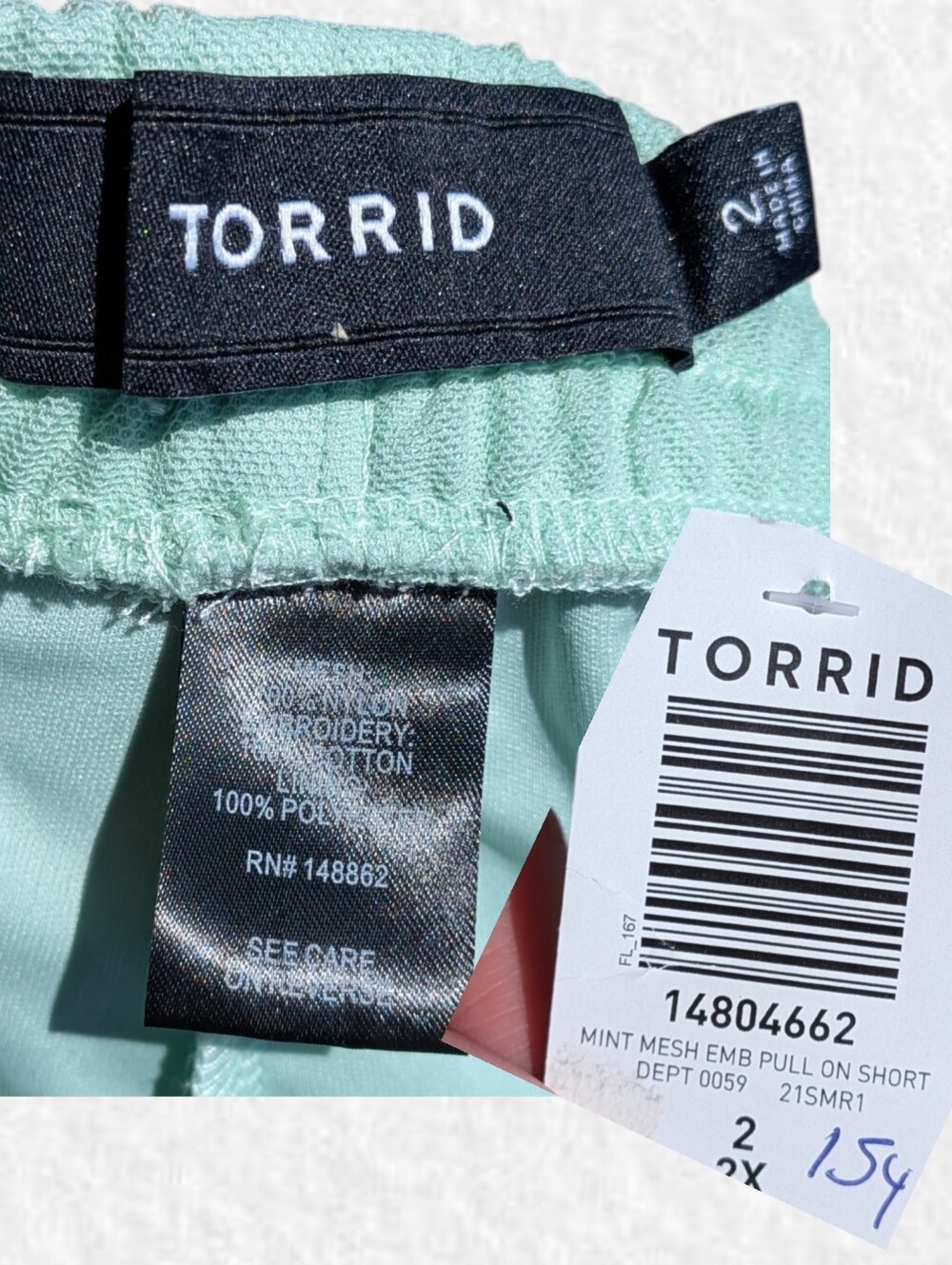Torrid NEW Plus Size 2x: Mint Mesh Overlay & Embroidery Lace Trim Pull On Shorts - Picture 5 of 8